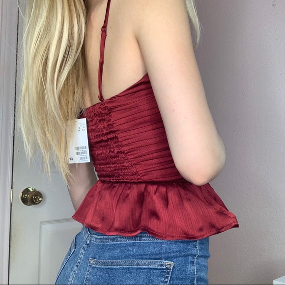 H&M Maroon Red Blouse Top SZ: 0 - Picture 6 of 8
